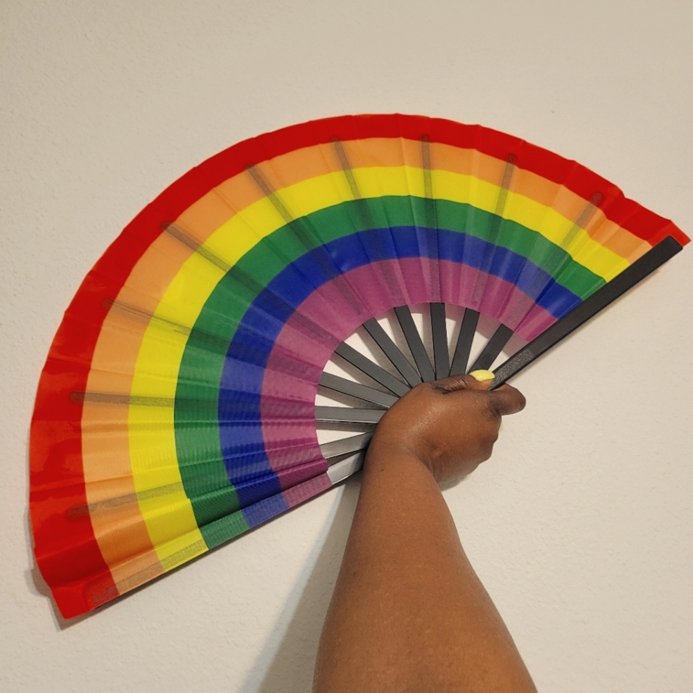 13 Inch Lrg Vibrant Rainbow Clack Fan